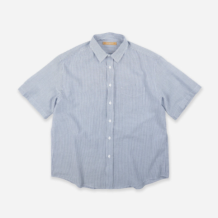 OG STRIPE SEERSUCKER HALF SHIRT - BLUE