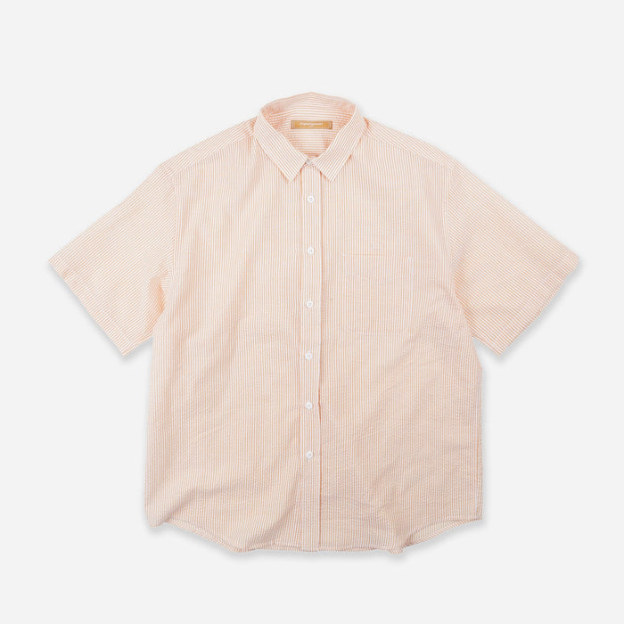 OG STRIPE SEERSUCKER HALF SHIRT - ORANGE