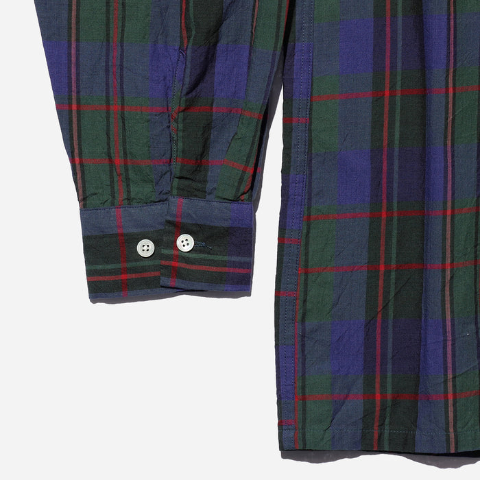 OPEN COLLAR MADRAS CHECKED SHIRT - PURPLE/GREEN-RED
