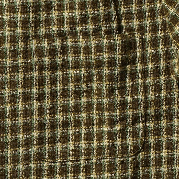 OPEN PANAMA PLAID SHIRT - BROWN