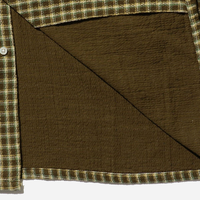 OPEN PANAMA PLAID SHIRT - BROWN