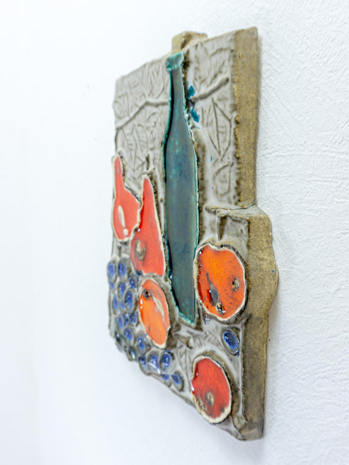 Original 1960s midcentury ceramic relief wall decor, Westgerman Pottery