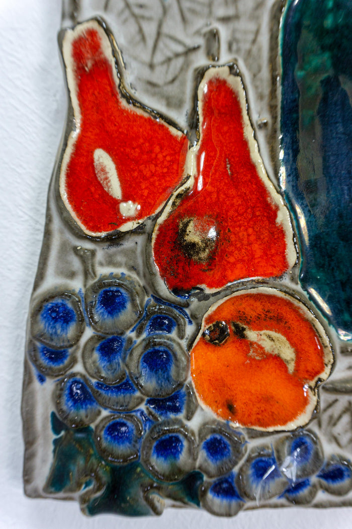 Original 1960s midcentury ceramic relief wall decor, Westgerman Pottery