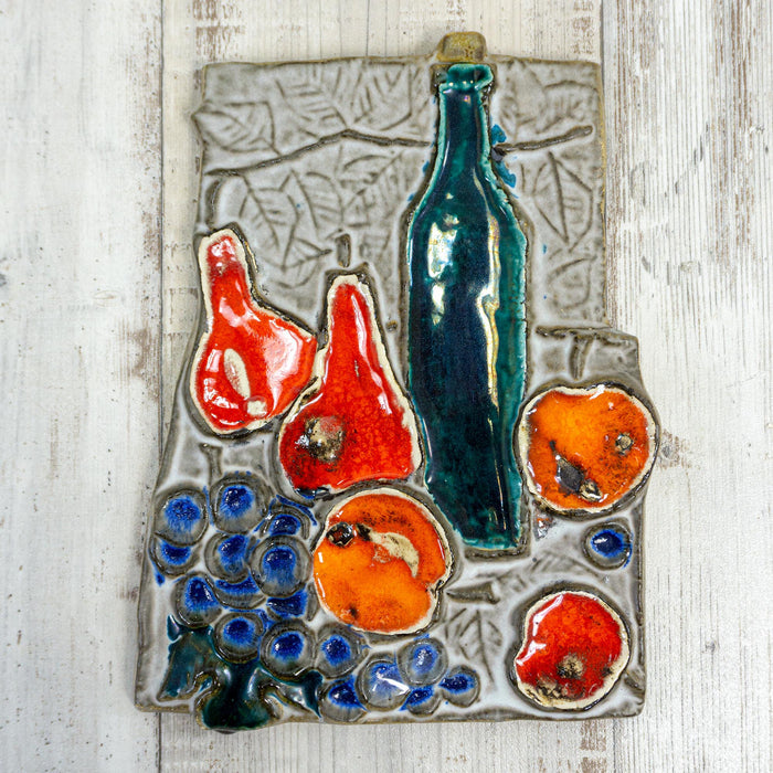 Original 1960s midcentury ceramic relief wall decor, Westgerman Pottery