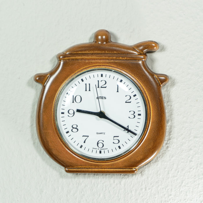 Original 1970s Pot Shaped WESTGERMAN CERAMIC Wall CLOCK by Emes