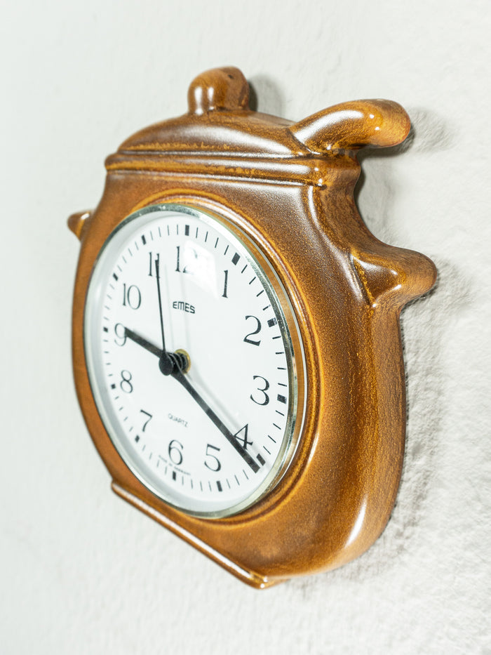 Original 1970s Pot Shaped WESTGERMAN CERAMIC Wall CLOCK by Emes