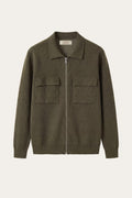 Orvello Dual-Zip Wool Cardigan Army Green