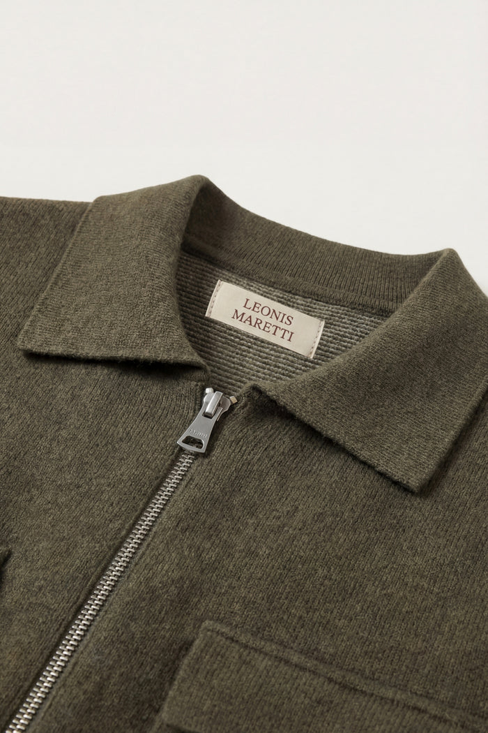 Orvello Dual-Zip Wool Cardigan Army Green