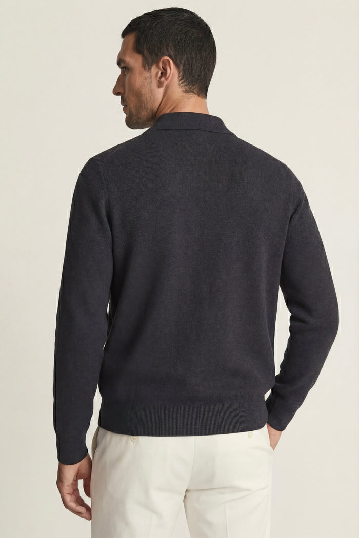 Orvello Dual-Zip Wool Cardigan Dark Grey