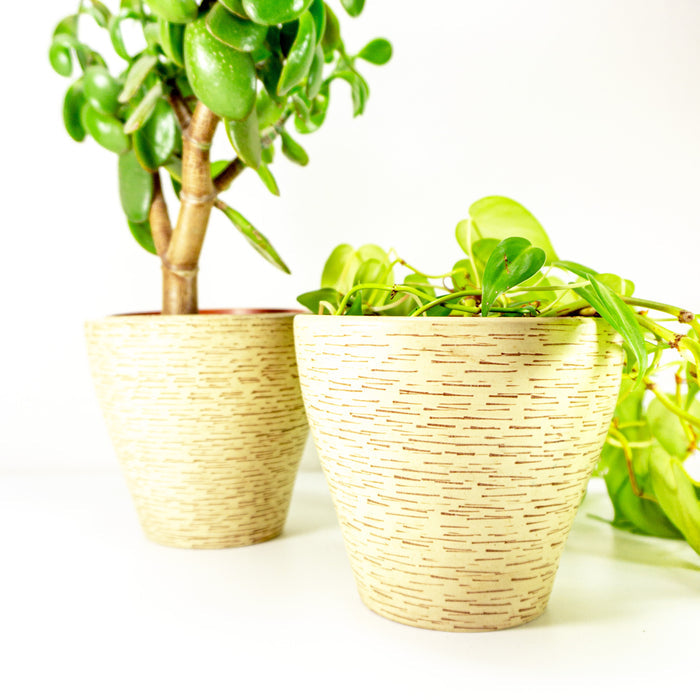 Pair of 1960s WESTGERMAN midcentury POTTERY PLANTER beige clinker