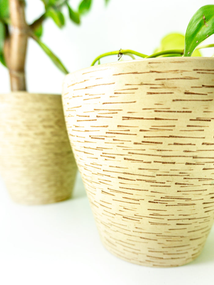 Pair of 1960s WESTGERMAN midcentury POTTERY PLANTER beige clinker