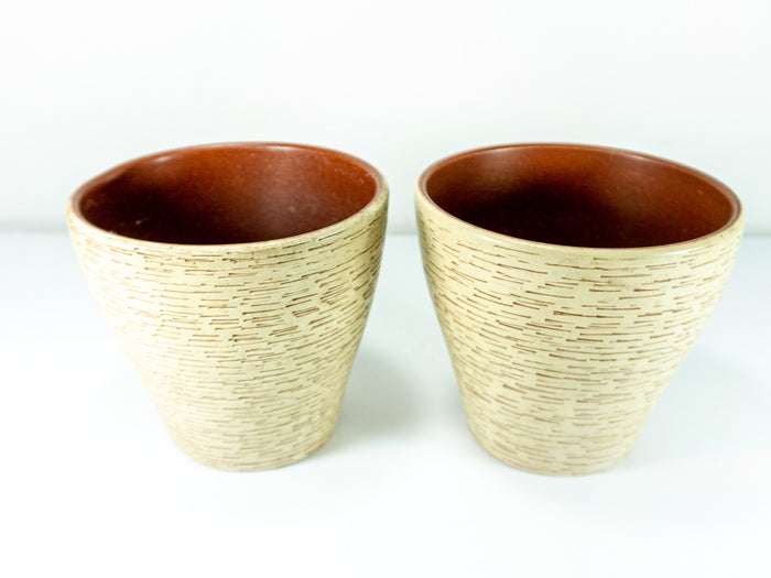 Pair of 1960s WESTGERMAN midcentury POTTERY PLANTER beige clinker