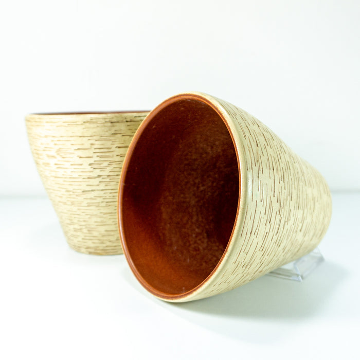 Pair of 1960s WESTGERMAN midcentury POTTERY PLANTER beige clinker