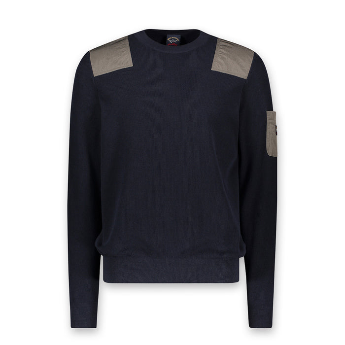 Paul & Shark - Crew Neck ECONYL Nylon Trim Jumper in Navy - Nigel Clare