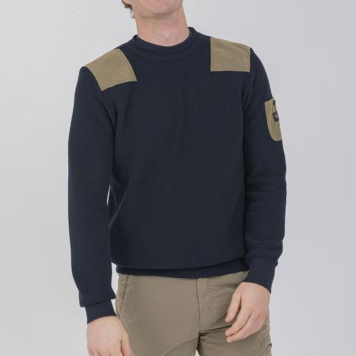 Paul & Shark - Crew Neck ECONYL Nylon Trim Jumper in Navy - Nigel Clare