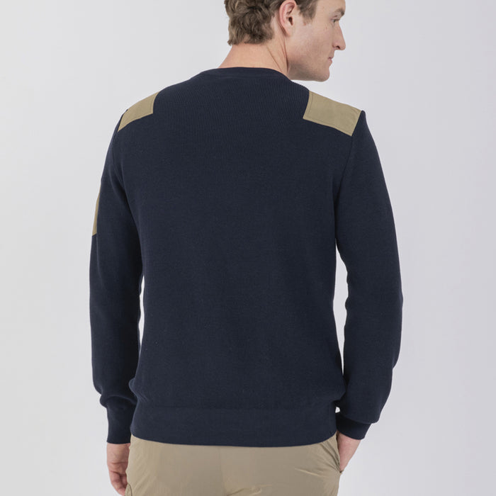 Paul & Shark - Crew Neck ECONYL Nylon Trim Jumper in Navy - Nigel Clare