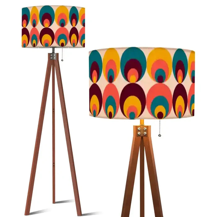 Peacock Eye Retro 70s Tripod Lamp – Midcentury Floor Light with LED Remote - US Plug - retro floor lamps