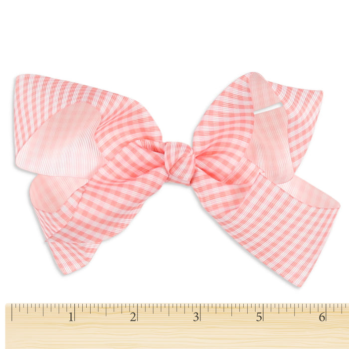 Pink Check Biggie Bow