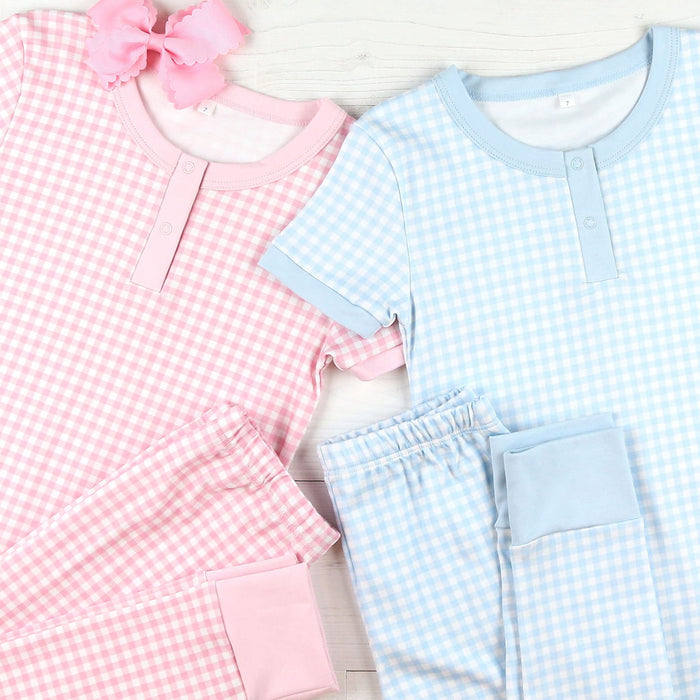 Pink Gingham Pima Loungwear