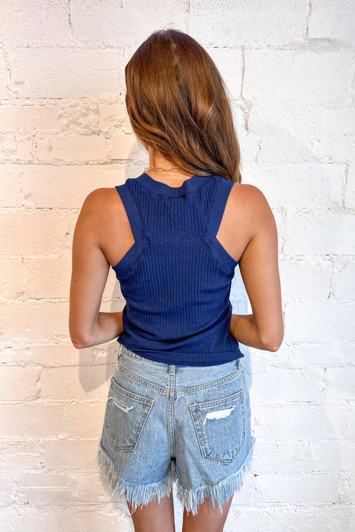Player Racerback Rib Tank Midnight Navy, Basic Top, Tank Top, Adeline Boutique, Dallas Boutique, Boutiques, Basic Tank