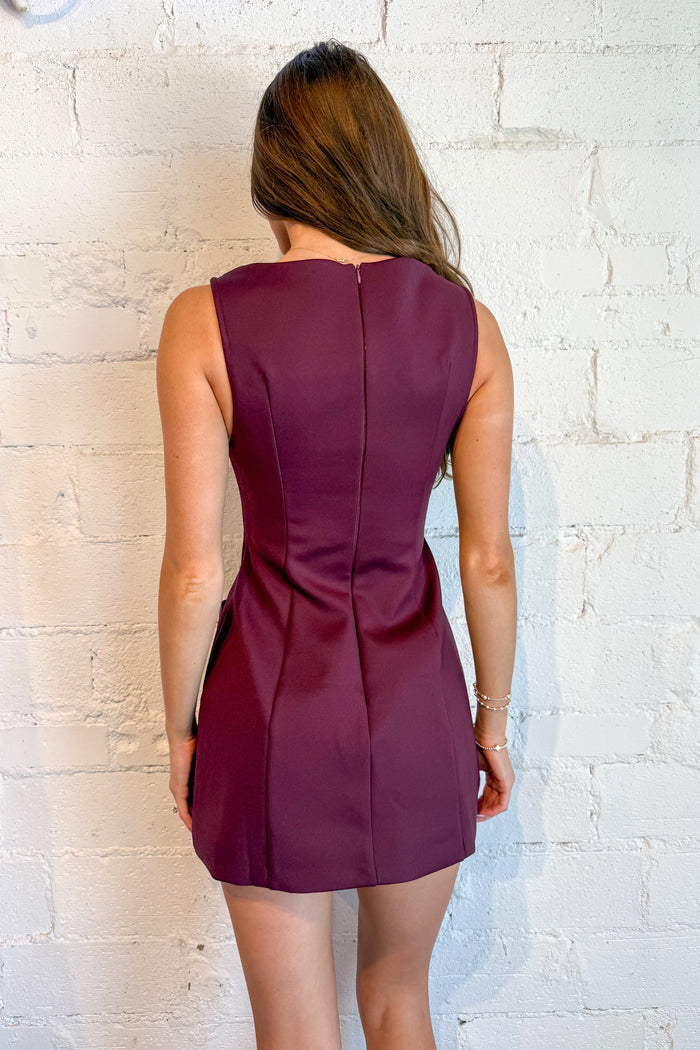 amanda uprichard dress, amanda uprichard, maroon dress, cocktail dress, dallas boutique