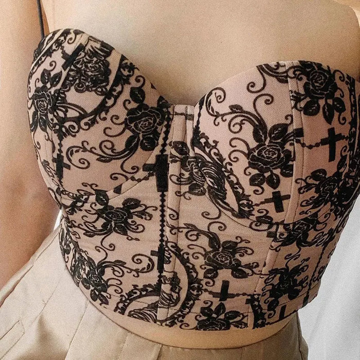 Printed Corset Crop Top fashionnsio