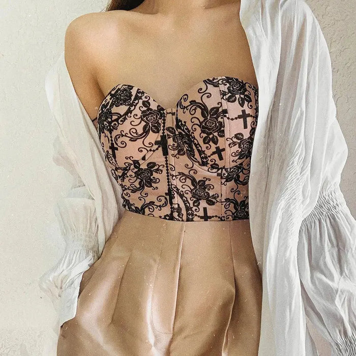 Printed Corset Crop Top fashionnsio