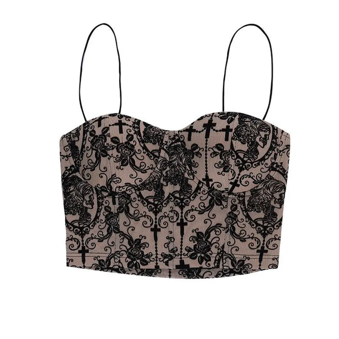 Printed Corset Crop Top fashionnsio