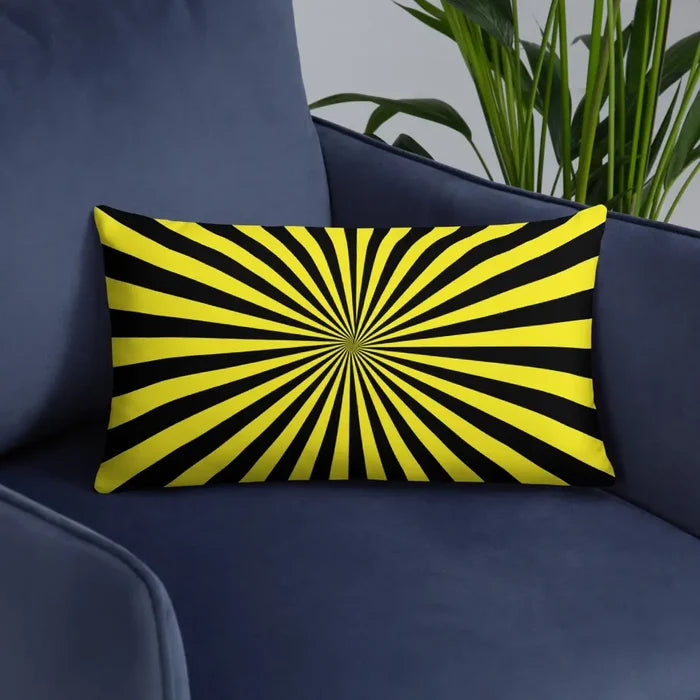 RETRO 1960s SUNBURST PILLOW Sun Rays Yellow Black Fit Midcentury Decor - retro pillow