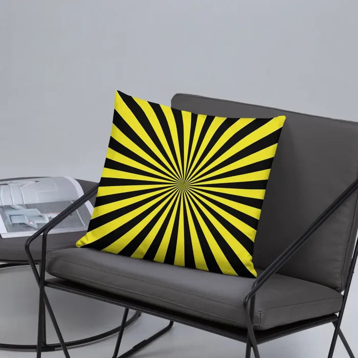 RETRO 1960s SUNBURST PILLOW Sun Rays Yellow Black Fit Midcentury Decor - retro pillow