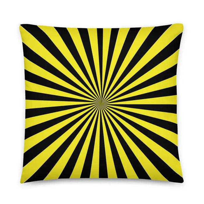 RETRO 1960s SUNBURST PILLOW Sun Rays Yellow Black Fit Midcentury Decor - retro pillow
