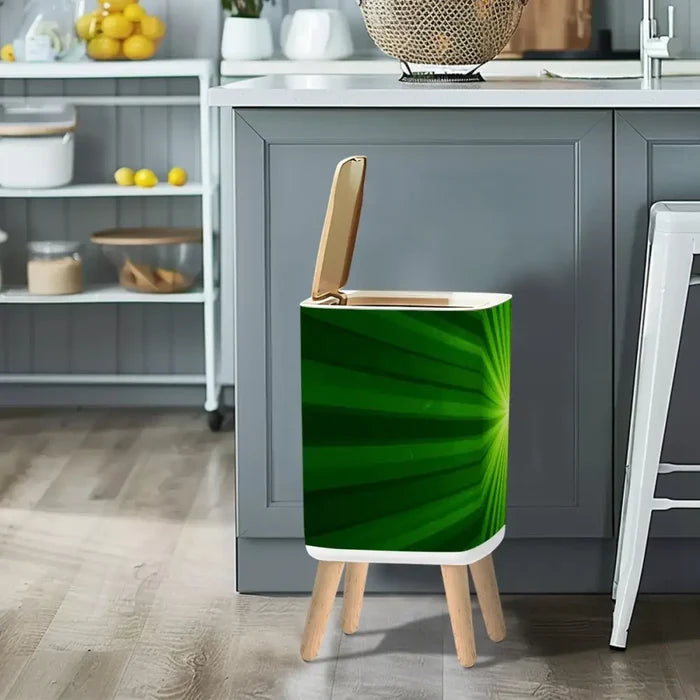Retro 1970s Square Small Trash Can with Lid Sunburst Green - One Size - retro tash cans