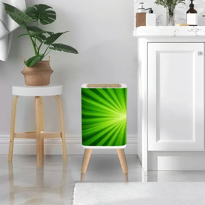Retro 1970s Square Small Trash Can with Lid Sunburst Green - One Size - retro tash cans