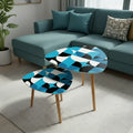 Retro 60 Tripod Nesting Coffee Table Set - Blue Black White Geometric - retro ads