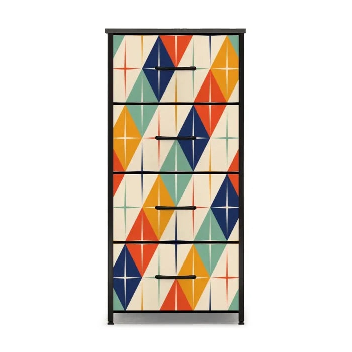 Retro 60s 4-Drawer Dresser - Mid Century Style Fabric Storage Cabinet - One Size - retro dresser