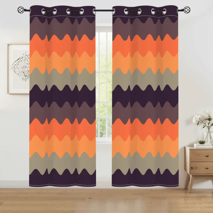 Retro 60s Blackout Curtains: Mid-Century Modern Grommet Panels - 50’’x84’’x2pcs - retro curtains