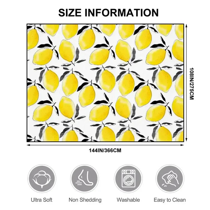 Retro 60s Lemons Rug 12x9 ft – Midcentury Mediterranean Plush Non-Slip - retro rug