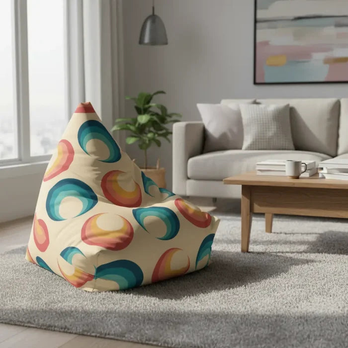 Retro 70s Bean Bag Chair Cover – Midcentury Modern Floor Seat - retro bean bag