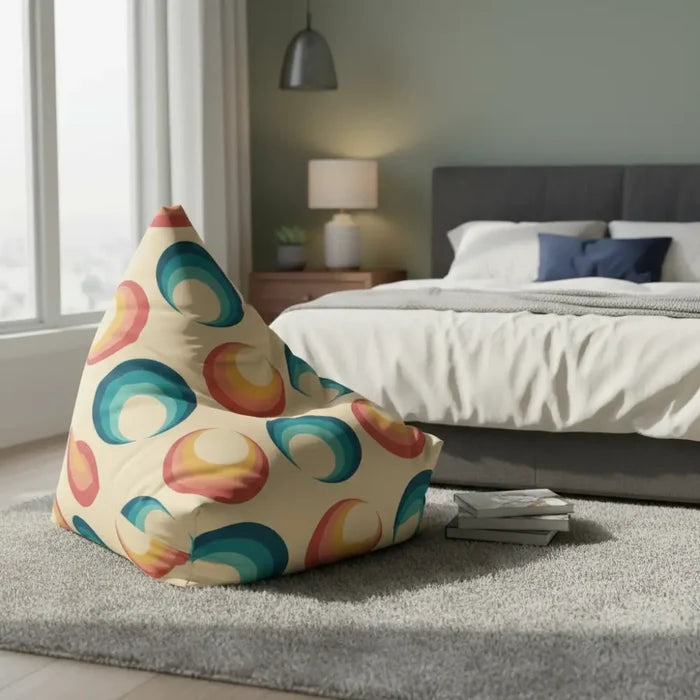 Retro 70s Bean Bag Chair Cover – Midcentury Modern Floor Seat - retro bean bag