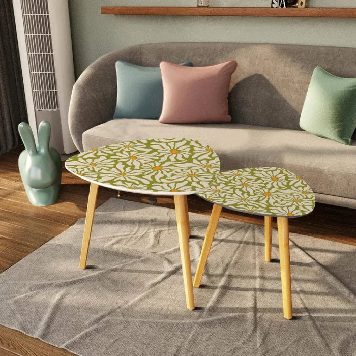 Retro 70s Daisy Nesting Coffee Table Set: Mid-Century Modern Side Tables - One Size - retro nesting tables