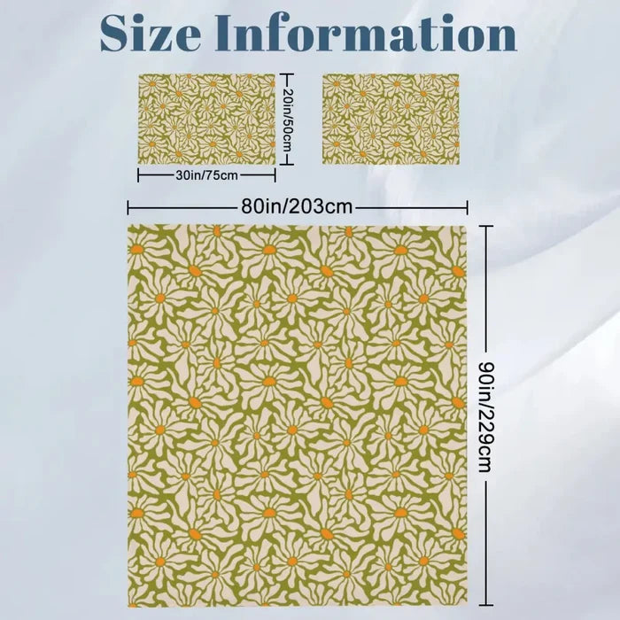 Retro 70s Daisy Pattern Duvet Cover Set: Green Orange White Floral Bedding - Bedding - retro