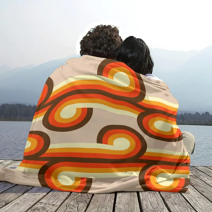 Retro 70s Design Flannel Throw Blanket – Midcentury Modern Home Decor - retro blankets