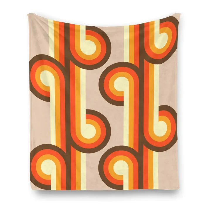 Retro 70s Design Flannel Throw Blanket – Midcentury Modern Home Decor - retro blankets