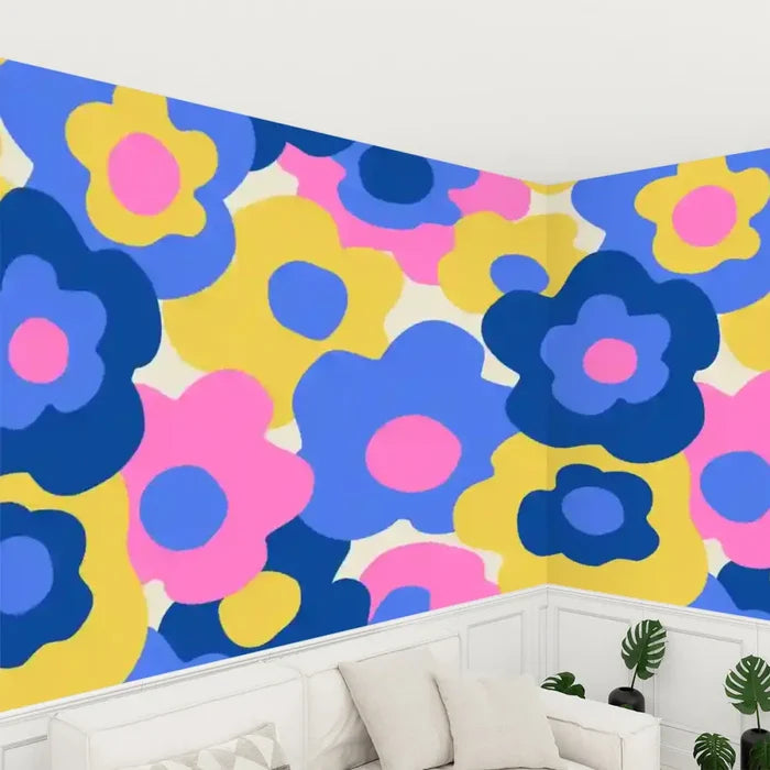 Retro 70s Flower Power Hippie Removable Stick and Peel Wallpaper - 144’’x100’’ - retro wallpaper