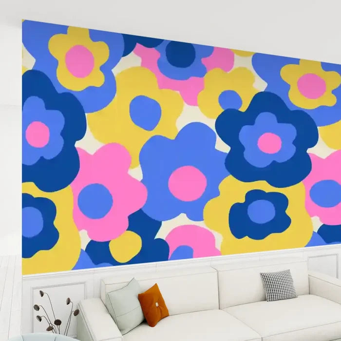 Retro 70s Flower Power Hippie Removable Stick and Peel Wallpaper - 144’’x100’’ - retro wallpaper
