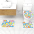 Retro 70s Hippie Flower Power Midcentury Bath Rug 3-Piece Set - One Size - retro bathroom