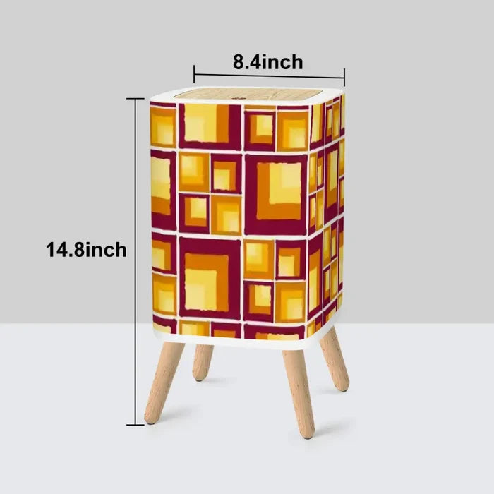 Retro 70s Nordic Trash Can with Lid: Mid-Century Kitchen Office Wastebasket - One Size - retro tash cans
