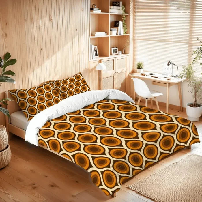 Retro 70s Peacock Area Rug: Orange Brown Non-Slip Plush 12x9 ft / 365x274 cm - retro rug