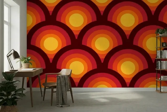 Retro 70s Peel & Stick Wallpaper – Midcentury Modern Wall Mural Deco - 144’’x100’’ - retro wallpaper