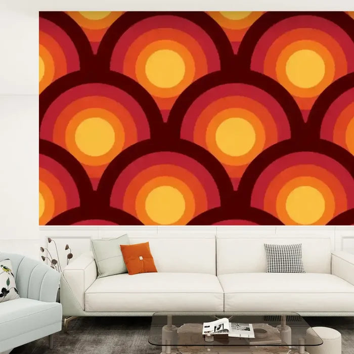 Retro 70s Peel & Stick Wallpaper – Midcentury Modern Wall Mural Deco - 144’’x100’’ - retro wallpaper